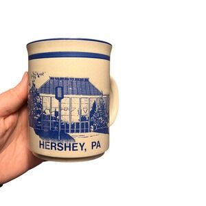 Hershey's Chocolate‎ World Mug Hershey PA Blue Cream Stoneware MCM Coffee VNTG